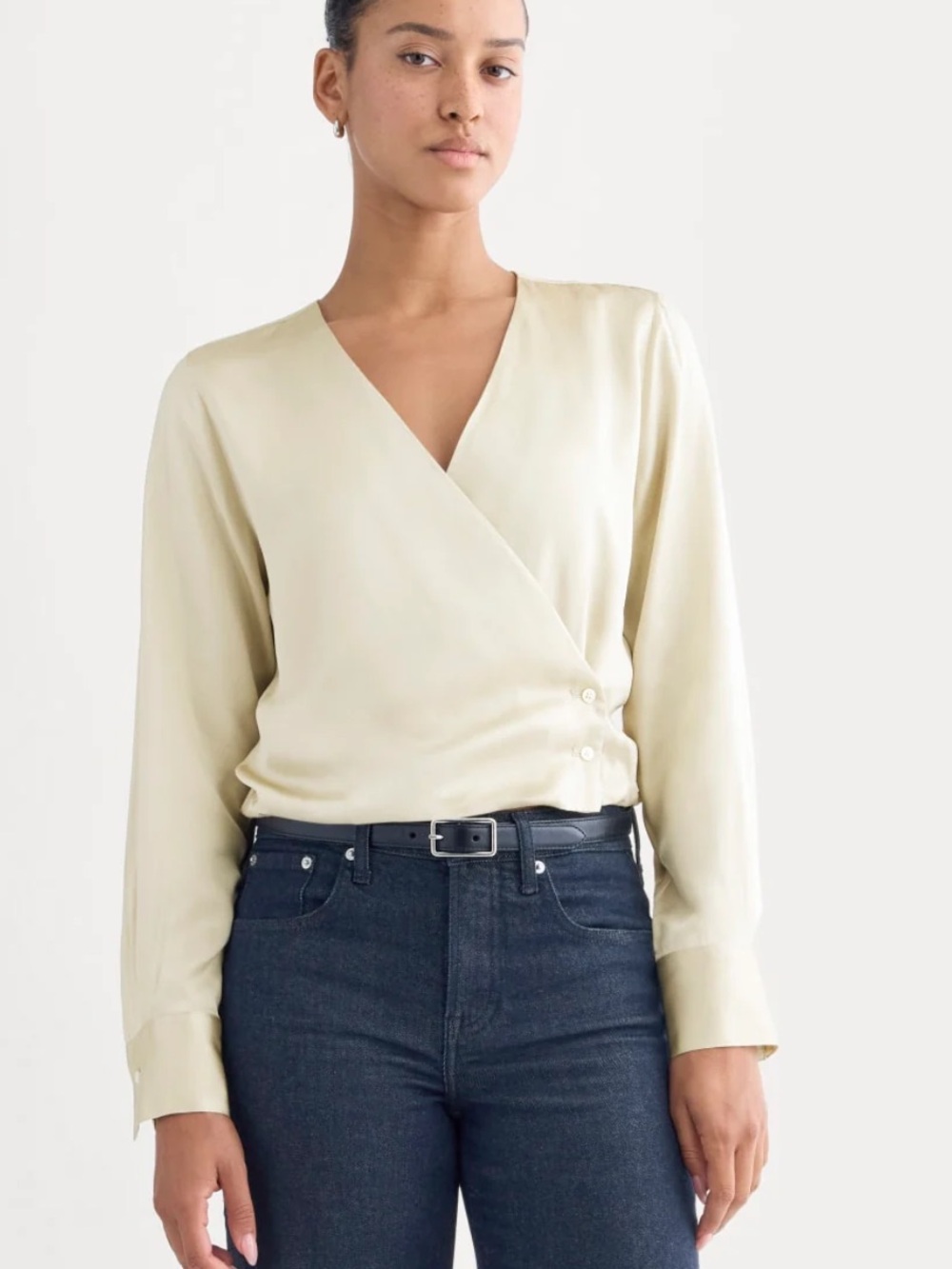 Everlane Wrap Top in Silk Charmeuse